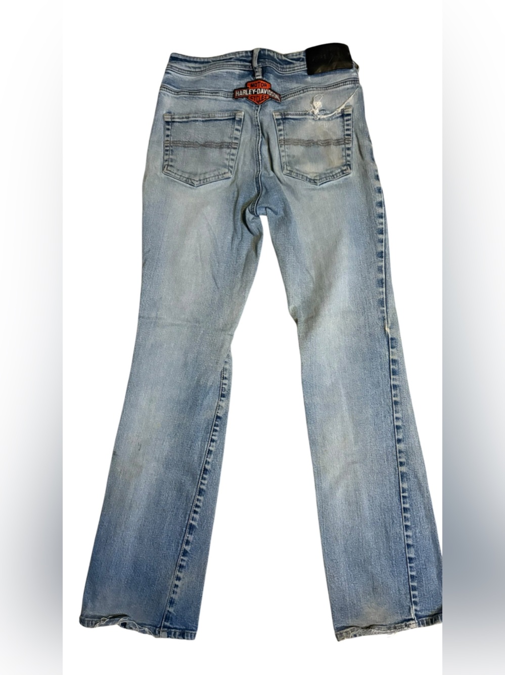 Express Y2K Harley Davidson Patch Distressed Bootcut Jeans Size 5/6